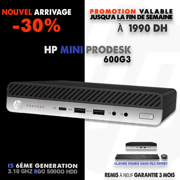 HP ProDesk 600 G3 Mini PC Desktop Intel Core i5 6500T Quad Core 8GB RAM 500GB USB C Windows 10 Professional 1